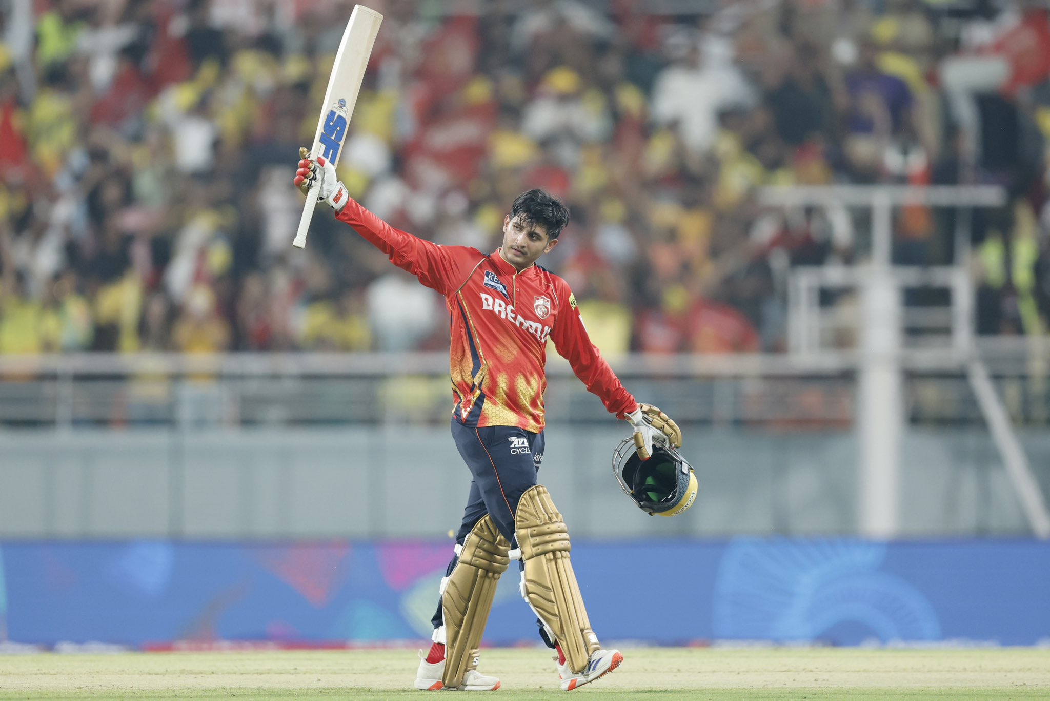 alt="Priyansh Arya celebrates century for Punjab Kings IPL 2025"