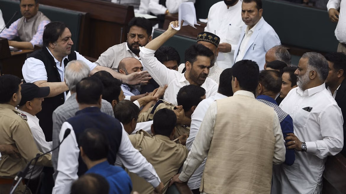 Chaos in Jammu and Kashmir Assembly over the Waqf Amendment Act.